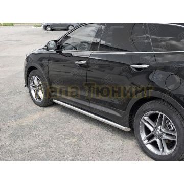 Пороги труба d57 вариант 1 РусСталь для Hyundai Santa Fe Grand 2016-2018