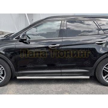 Пороги труба d57 вариант 2 РусСталь для Hyundai Santa Fe Grand 2016-2018