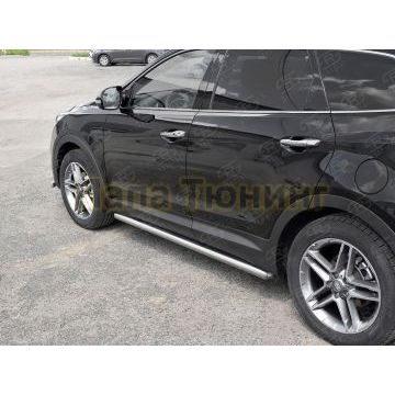Пороги труба d57 вариант 3 РусСталь для Hyundai Santa Fe Grand 2016-2018