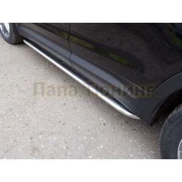 Пороги труба овальная гнутая 75х42 мм ТСС для Hyundai Santa Fe Grand 2014-2016 Пороги труба овальная гнутая 75х42 мм ТСС для Hyundai Santa Fe Grand 2014-2016