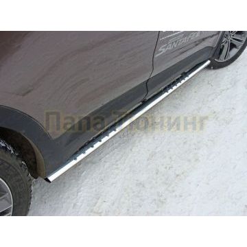 Пороги труба овальная с проступью 75х42 мм ТСС для Hyundai Santa Fe Grand 2016- Пороги труба овальная с проступью 75х42 мм ТСС для Hyundai Santa Fe Grand 2016-