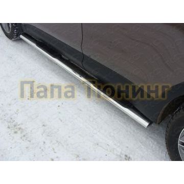 Пороги труба овальная с накладками 120-60 мм ТСС для Hyundai Santa Fe Grand 2014-2016 Пороги труба овальная с накладками 120-60 мм ТСС для Hyundai Santa Fe Grand 2014-2016