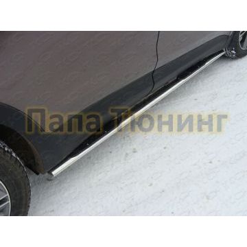 Пороги труба овальная с накладками 75-42 мм ТСС для Hyundai Santa Fe Grand 2014-2016 Пороги труба овальная с накладками 75-42 мм ТСС для Hyundai Santa Fe Grand 2014-2016