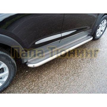 Пороги с площадкой нержавеющий лист 60 мм для Hyundai Tucson 2018-2021 Пороги с площадкой нержавеющий лист 60 мм для Hyundai Tucson 2018-2021
