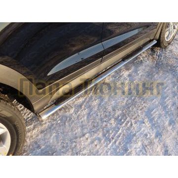 Пороги овальные с накладкой 75х42 мм для Hyundai Tucson 2018-2021 Пороги овальные с накладкой 75х42 мм для Hyundai Tucson 2018-2021