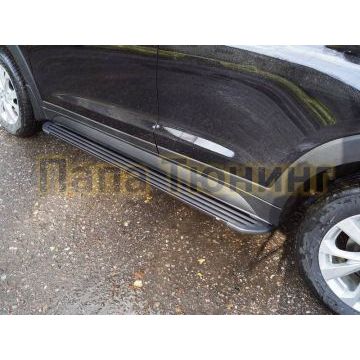 Пороги алюминиевые Slim Line Black для Hyundai Tucson 2018-2021 Пороги алюминиевые Slim Line Black для Hyundai Tucson 2018-2021
