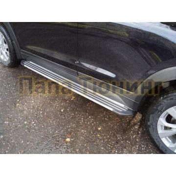 Пороги алюминиевые Slim Line Silver для Hyundai Tucson 2018-2021 Пороги алюминиевые Slim Line Silver для Hyundai Tucson 2018-2021