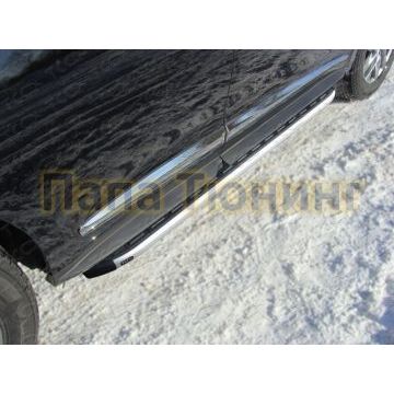 Пороги алюминиевые ТСС с накладкой для Infiniti JX35/QX60 2012-2016 Пороги алюминиевые ТСС с накладкой для Infiniti JX35/QX60 2012-2016