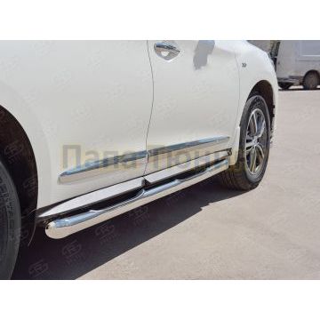 Пороги труба с накладками d76 вариант 1 РусСталь для Infiniti QX60 2016-