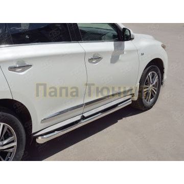 Пороги труба с накладками d76 вариант 1 РусСталь для Infiniti QX60 2016-