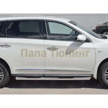 Пороги труба с накладками d76 вариант 1 РусСталь для Infiniti QX60 2016-