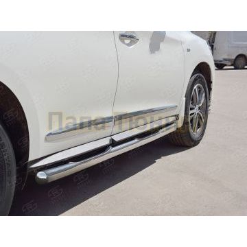 Пороги труба с накладками d76 вариант 3 РусСталь для Infiniti QX60 2016-