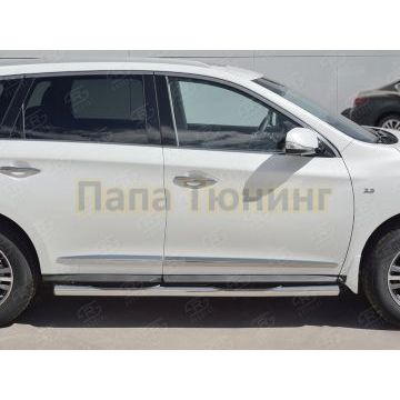 Пороги труба с накладками d76 вариант 3 РусСталь для Infiniti QX60 2016-