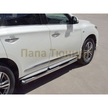 Пороги труба с накладками d76 вариант 3 РусСталь для Infiniti QX60 2016-