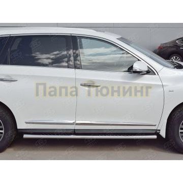 Пороги труба овальная с проступью 120х60 мм РусСталь для Infiniti QX60 2016-