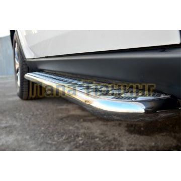 Пороги с площадкой алюминиевый лист d42 РусСталь для Jeep Grand Cherokee 2013-