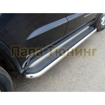 Пороги с площадкой нержавеющий лист 60 мм ТСС для Jeep Grand Cherokee 2013- Пороги с площадкой нержавеющий лист 60 мм ТСС для Jeep Grand Cherokee 2013-