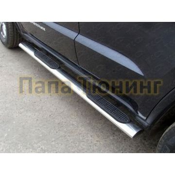 Пороги труба овальная с накладками 120х60 мм ТСС для Jeep Grand Cherokee 2013- Пороги труба овальная с накладками 120х60 мм ТСС для Jeep Grand Cherokee 2013-