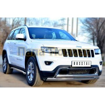 Защита штатных порогов d57 вариант 1 секции РусСталь для Jeep Grand Cherokee 2013-