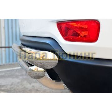 Защита заднего бампера двойная d57-d57 дуга РусСталь для Jeep Grand Cherokee 2013-