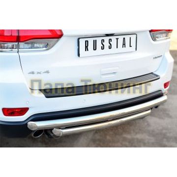 Защита заднего бампера двойная d57-d57 дуга РусСталь для Jeep Grand Cherokee 2013-