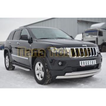 Пороги с площадкой алюминиевый лист d42 РусСталь для Jeep Grand Cherokee 2010-2013
