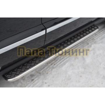 Пороги с площадкой алюминиевый лист d42 РусСталь для Jeep Grand Cherokee 2010-2013