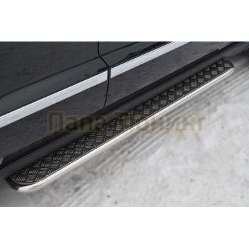 Пороги с площадкой алюминиевый лист d42 вариант 2 РусСталь для Jeep Grand Cherokee 2010-2013