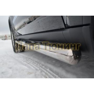 Защита штатных порогов d76 с накладкой вариант 3 РусСталь для Jeep Grand Cherokee 2010-2013