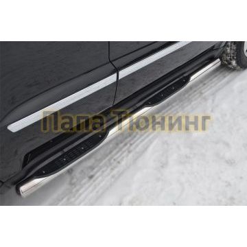 Защита штатных порогов d76 с накладкой вариант 3 РусСталь для Jeep Grand Cherokee 2010-2013