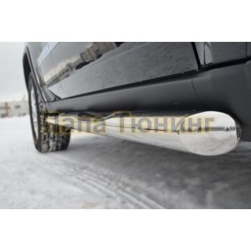 Защита штатных порогов d76 с накладкой вариант 1 РусСталь для Jeep Grand Cherokee 2010-2013