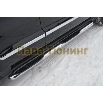 Защита штатных порогов d76 с накладкой вариант 1 РусСталь для Jeep Grand Cherokee 2010-2013