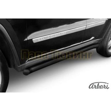 Защита штатных порогов чёрная сталь с загибами 57 мм Slitkoff для Jeep Grand Cherokee 2010-2013 Защита штатных порогов чёрная сталь с загибами 57 мм Slitkoff для Jeep Grand Cherokee 2010-2013