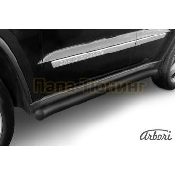 Защита штатных порогов чёрная сталь с загибами 76 мм Slitkoff для Jeep Grand Cherokee 2010-2013 Защита штатных порогов чёрная сталь с загибами 76 мм Slitkoff для Jeep Grand Cherokee 2010-2013