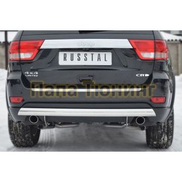 Защита заднего бампера овальная 75х42 мм РусСталь для Jeep Grand Cherokee 2010-2013