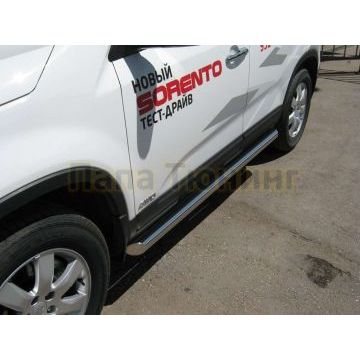 Пороги труба d76 вариант 1 РусСталь для Kia Sorento 2009-2012