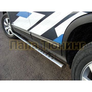 Пороги труба овальная с проступью 75х42 мм ТСС для Kia Sorento 2009-2012 Пороги труба овальная с проступью 75х42 мм ТСС для Kia Sorento 2009-2012