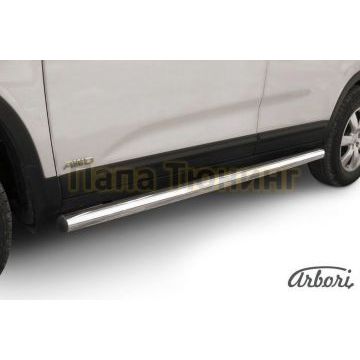 Защита штатных порогов труба 57 мм Slitkoff для Kia Sorento 2009-2012 Защита штатных порогов труба 57 мм Slitkoff для Kia Sorento 2009-2012