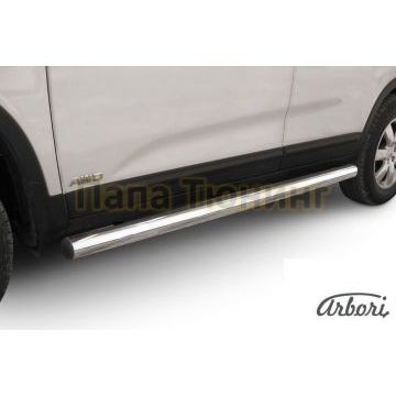 Защита штатных порогов труба 76 мм Slitkoff для Kia Sorento 2009-2012 Защита штатных порогов труба 76 мм Slitkoff для Kia Sorento 2009-2012