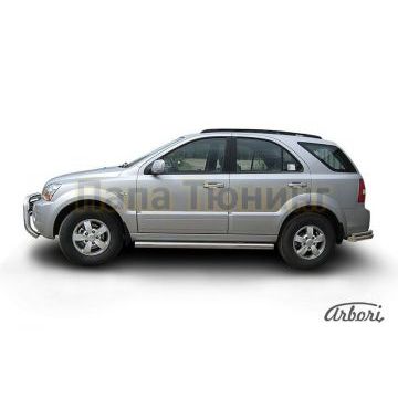 Защита штатных порогов труба 76 мм Slitkoff для Kia Sorento 2006-2009