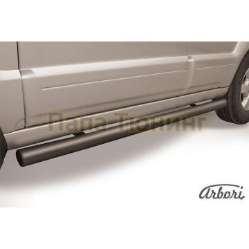 Защита штатных порогов чёрная сталь труба 76 мм Slitkoff для Kia Sorento 2006-2009