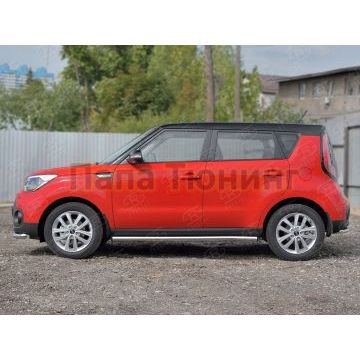 Пороги труба d57 вариант 2 РусСталь для Kia Soul 2016-2019