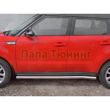 Пороги труба d57 вариант 3 РусСталь для Kia Soul 2016-2019
