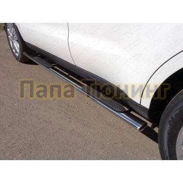 Пороги труба овальная с накладками 75х42 мм ТСС для Kia Soul 2016-2019 Пороги труба овальная с накладками 75х42 мм ТСС для Kia Soul 2016-2019