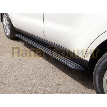 Пороги алюминиевые Slim Line Black ТСС для Kia Soul 2016-2019 Пороги алюминиевые Slim Line Black ТСС для Kia Soul 2016-2019
