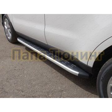 Пороги алюминиевые с накладкой ТСС для Kia Soul 2016-2019 Пороги алюминиевые с накладкой ТСС для Kia Soul 2016-2019
