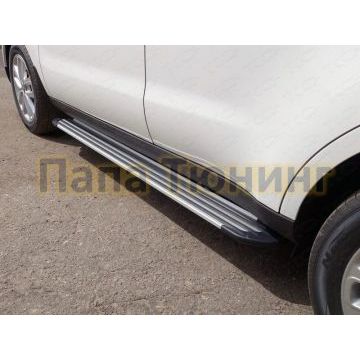 Пороги алюминиевые Slim Line Silver ТСС для Kia Soul 2016-2019 Пороги алюминиевые Slim Line Silver ТСС для Kia Soul 2016-2019