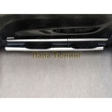 Пороги труба с накладками d76 вариант 3 РусСталь для Kia Sorento Prime 2015-