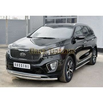 Пороги труба d57 вариант 1 РусСталь для Kia Sorento Prime 2015-