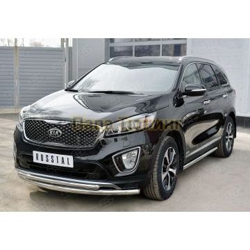 Пороги труба d57 вариант 3 РусСталь для Kia Sorento Prime 2015-